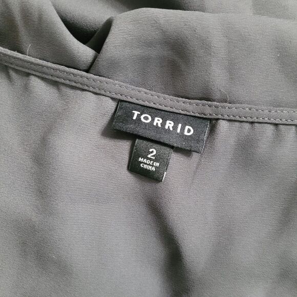 Torrid Womens Plus 2X Gray Ruffle Georgette Sleeveless Top Romantic Minimal Work - Picture 5 of 6